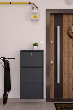 Ceha Kilitli 3'lü Metal Ayakkabılık - Antrasit