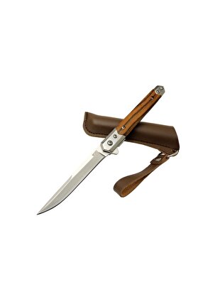 evimdeyokyok ZBR M390 1-37 Kahverengi Kamp Çakısı 21cm - Manuel, Ahşap Sap, Kılıflı