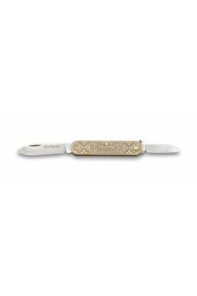 evimdeyokyok 61804 Pirinç İşlemeli Sürmene Çakısı 5,5 / 3,5 cm - Çift Bıçaklı