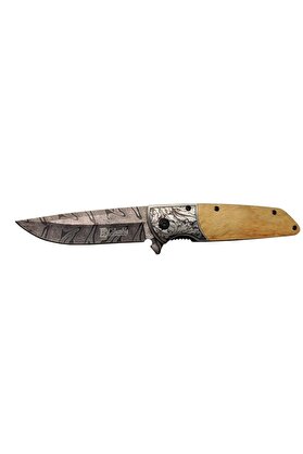 evimdeyokyok A2150C Kahve Kamp Çakısı 21cm- Manuel, Ahşap İşlemeli Sap