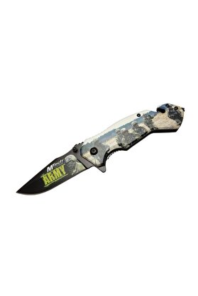 evimdeyokyok 4 23 3 Army Kurtarma / Kamp Çakı 20cm - Yarı Otomatik, Cam Kırma Ve İp Kesme Aparatlı