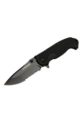 evimdeyokyok Schrade 5-1 Siyah Kamp Çakı 20cm- Yarı Otomatik, Testere Detaylı