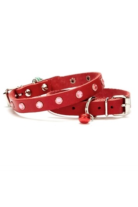 Seçki̇n Trend Taşlı Kedi̇ Ve Yavru Köpek Tasması 1*23 Cm Kırmızı Medi̇um