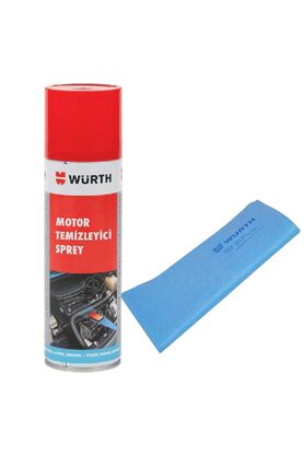 Würth Motor Temizleyici Sprey 500 ml + Güderi Bez Mavi 130 gr