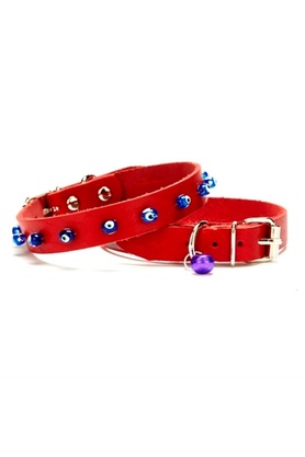 Bi̇lfold Nazar Boncuklu Kedi̇ Ve Küçük Irk Köpek Tasması 1,0X19 Cm Kırmızı Small
