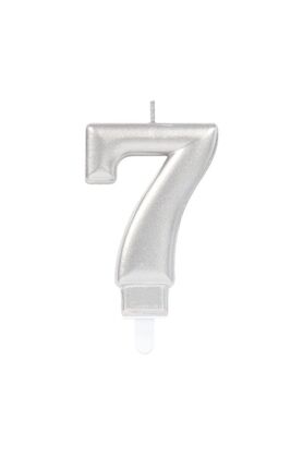 Evi̇mdeyokyok 7 Rakam Mum Gümüş Renk