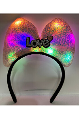 Ethab Ti̇caret Led Işıklı 3 Farklı Fonksi̇yonda Yanan Gümüş Love Yazılı Toz Pembe Fi̇yonk Taç 20X17 Cm