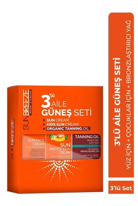 Sun Breeze 3 Lü Aile Güneş Seti 50+Spf Yüz Güneş Kremi , 50+Spf Çoçuk Güneş Kremi 0 Spf Bronzlaştırıcı Yağ