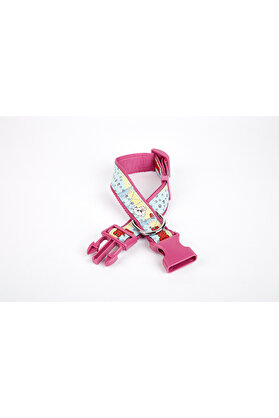 Bi̇lfold Pati̇ Desenli̇ Dokuma Köpek Boyun Tasması 3 Cm X 36-60 Cm Mor