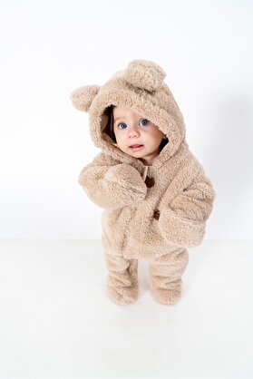 Kuarks Unisex Bebek Welsoft Penye Astarlı Kendinden Eldivenli Bebek Astronot Kozmonot Tulum Bebek Montu