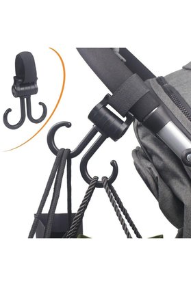 Go İthalat 2Li Bebek Arabasına Uyumlu Cırtlı Eşya Taşıma Aparatı 360 Derece Dönebilen Plastik Kanca () Glbl-St