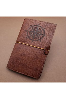 Evimdeyokyok Kahverengi Pusula Temalı Deri Defter