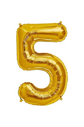 Evi̇mdeyokyok Şeki̇lli̇ Supershape Gold Rakam Folyo Balon 5 Numara