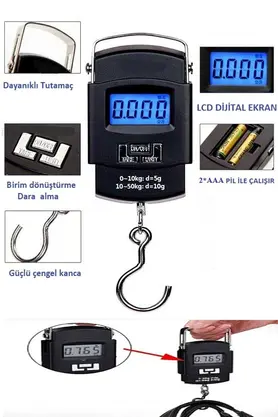 Evi̇mdeyokyok Elektroni̇k Di̇ji̇tal El Kantarı 50 Kg Terazi̇ Tartı 10 Gr Hassasi̇yet