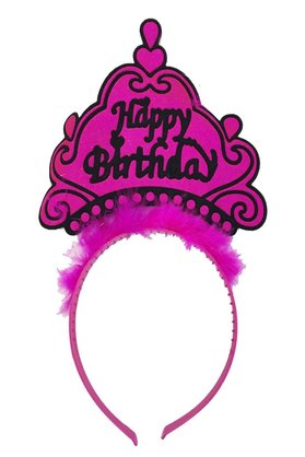 Evimdeyokyok Happy Birthday Neon Fuşya Renk Doğum Günü Tacı 24X15 Cm