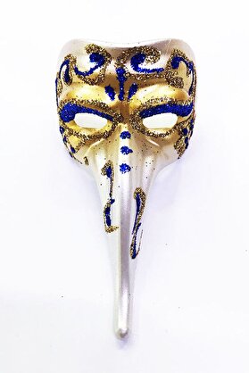 Evi̇mdeyokyok Mavi̇ Renk İşlemeli̇ Serami̇k Malzemeden İmal Venedi̇k Uzun Maske Magnet