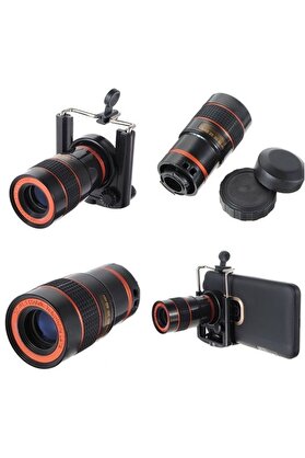 evimdeyokyok 8X18 Zoom Teleskop Telefon Kamera Lensi Mini El Dürbünü