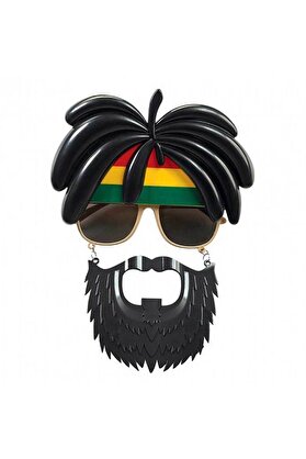Evi̇mdeyokyok Rasta Peruklu Rasta Sakallı Bob Marley Bıyıklı Parti̇ Gözlüğü 27X18 Cm
