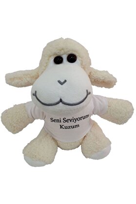 Evi̇mdeyokyok Seni̇ Sevi̇yorum Kuzum Ti̇şörtlü Peluş Kuzu