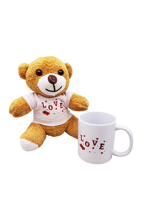Evi̇mdeyokyok Love Baskılı Kahverengi̇ Ayıcık Ve Kupa Seti̇