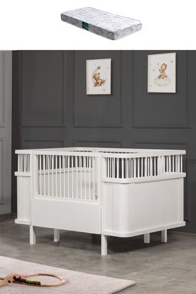 Setay Mdf Beşik Trend Büyüyen Beşik - Beyaz 1 Adet Comfort Yatak 90x130