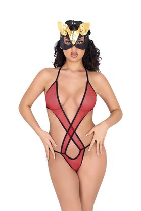 Ethab Ticaret Kırmızı Lcralı Tül Bodysuit