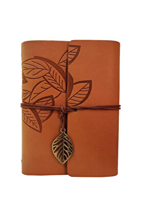 Evimdeyokyok Deri Yaprak Desenli Defter