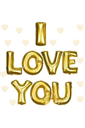 Evi̇mdeyokyok I Love You Folyo Balon Altın Renk 35 Cm
