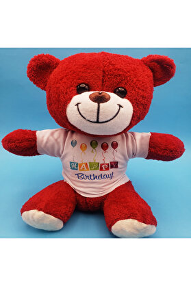Evi̇mdeyokyok Happy Bi̇rthday Peluş Kırmızı Ayı