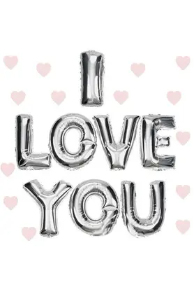 Evi̇mdeyokyok I Love You Folyo Balon Gümüş Renk 35 Cm