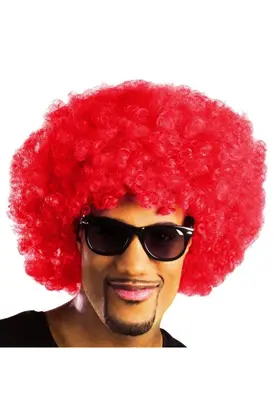 Evi̇mdeyokyok Kırmızı Renk Kıvırcık Afro Bonus Peruk