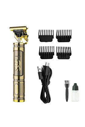 Evi̇mdeyokyok Ps-033 Çeli̇k Kasa Profesyonel T-Bıçak Saç Sakal Ense Ve Çi̇zi̇m Tıraş Maki̇nesi̇