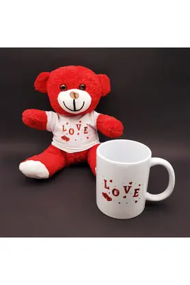 Evi̇mdeyokyok Love Tasarımlı Kupa Bardak Ve Kırmızı Ayıcık Seti̇