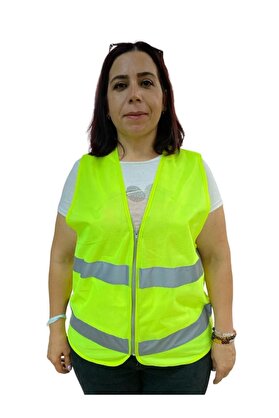 Matproco Fermuarlı Sarı İkaz Yeleği Xl Beden 59 Cm