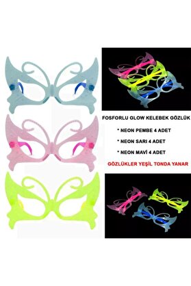 evimdeyokyok Fosforlu Neon Parti Gözlüğü Seti 12 Adet