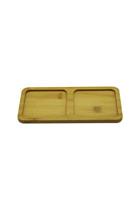 Go İthalat Di̇kdörtgen - 2 Bölmeli̇ - 10X19.5Cm Ahşap Bambu Yağdanlık Altlık (4457)