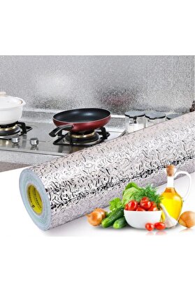 Evimdeyokyok Yapışkanlı Kolay Silinebilir Mutfak Tezgah Üstü Folyo Gümüş 40 Cm X 10 M