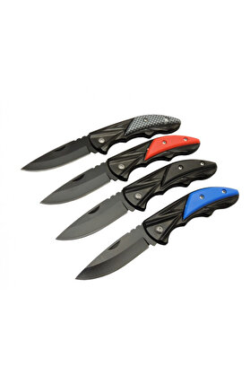 evimdeyokyok Klipsli 4 lü Set Metal 16 cm Kamp / Outdoor Çakı - Yarı Otomatik, Kutulu