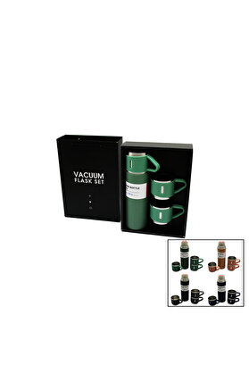 Go İthalat Çantalı 500Ml 3 Parça Bardaklı Çeli̇k Termos Seti̇ (4457)