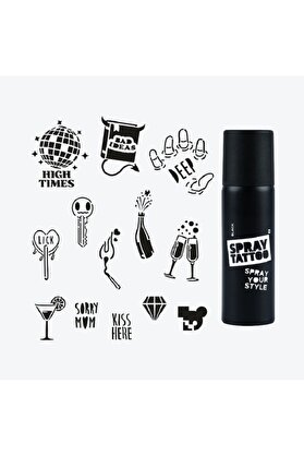 Ai̇rbrush Tattoo Ibıza Ci̇ty Pack Spray Tattoo Geçi̇ci̇ Dövme Seti̇ 13 Desen 1 Si̇yah Sprey