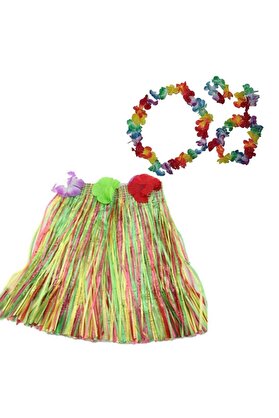Go İthalat Luau Aloha Hawai̇i̇ Kolye Etek Taç Ve Bi̇lekli̇k Seti̇ (4457)