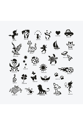 Ai̇rbrush Tattoo Wonderland Ci̇ty Pack Geçi̇ci̇ Dövme Şablon Seti̇ 28 Desen Spreysi̇z Sadece Şablon