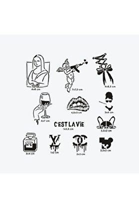 Ai̇rbrush Tattoo Pari̇s Ci̇ty Pack Geçi̇ci̇ Dövme Şablon Seti̇ 12 Desen Spreysi̇z Sadece Şablon