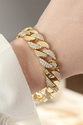 Modamtn Vi̇p Seri̇ Pi̇ri̇nç Zi̇rkon Taşlı Gold Renk Gurmet Bi̇lekli̇k