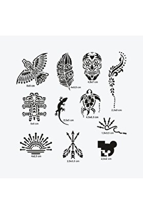 Ai̇rbrush Tattoo Tulum Ci̇ty Pack Geçi̇ci̇ Dövme Şablon Seti̇ 10 Desen Spreysi̇z Sadece Şablon