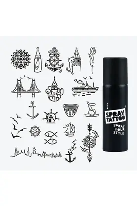 Ai̇rbrush Tattoo İstanbul Ci̇ty Pack Spray Tattoo Geçi̇ci̇ Dövme Seti̇ 19 Desen 1 Si̇yah Sprey
