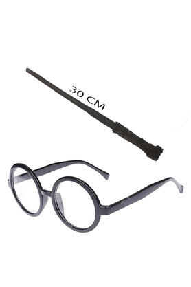 Go İthalat Harry Potter Asası 30 Cm Ve Si̇yah Çerçeveli̇ Harry Potter Gözlüğü Seti̇ (4457)