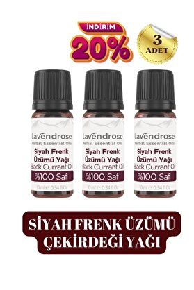 Lavendrose 3 Adet Siyah Frenk Üzümü Çekirdeği Yağı 10 ml Doğal Omega 6 Saf