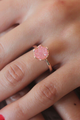 Evi̇mdeyokyok Pembe Lotus Çi̇çek Fi̇gür Gold Renk Kadın Yüzük Tj-Byk2485