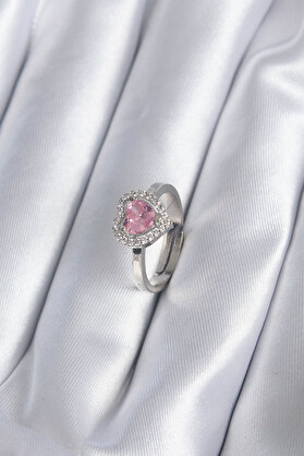 Evi̇mdeyokyok Pi̇ri̇nç Gümüş Renk Pembe Zi̇rkon Taşlı Charm Model Kadın Yüzük Tj-Byk2864